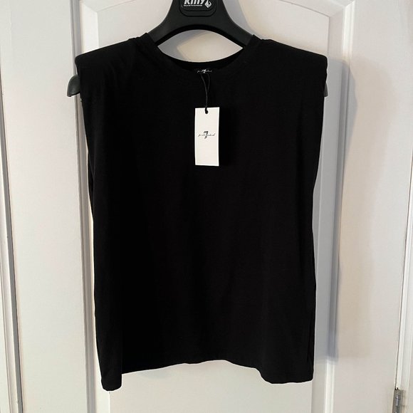 NWT 7 FOR ALL MANKIND SHOULDER PAD TEE - SIZE S - Picture 1 of 4